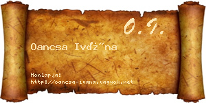 Oancsa Ivána névjegykártya